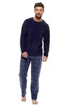 INSIGNIA Mens Fleece Long Sleeve Top Pyjamas Sets (Blue -Blue, XL)