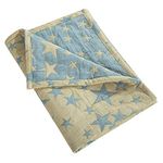 NTBAY 3 Layer Baby Muslin Cotton Toddler Blanket, 76x102 cm Jacquard Reversible Nursery Bed Blanket, Super Soft and Thermal Cot Bed Blanket for All Seasons, Baby Gift, 76x102 cm, Blue Yellow Star