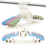 WISHKEY Telescopic Adjustable Anti Slip Plastic Hanger with Hooks for Kids Clothes Wardrobe Rack Set of 12 (Pack of 12, Multicolor)