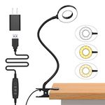 iZELL Desk Lamp, [3 Color Modes & 10 Brightness] LED Reading Light with Clamp, Flexible Gooseneck Book Light for Kids Reading Book in Bed at Night Clip on Table, Headboard, Dorm - 40CM Black