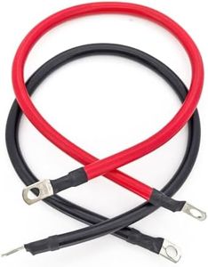 2 AWG Gauge Battery Cables Set with Terminals for Motorcycle, Automotive, Marine, Solar, ATV, RV 2ft (3/8in.Lugs Both Ends)