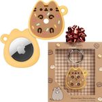 iFace x Pusheen Café Series Silicone Protective Cover Designed for Apple AirTags [Cute Character Case] [Carabiner Keychain Clip Included] - Donut