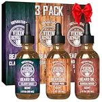 Viking Revolution - Beard Oil - All Natural Variety Beard Oil For Men With Argan & Jojoba Oils - Sandalwood, Cedar Pine, Clary Sage - Softens, Smooths & Strengthens - Gifts For Men - 3 Pack, 3 x 30 ml