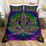 Marijuana Leaf Bedding Set for Men, Adults, Cannabis Leaves Duvet Cover with Marijuana Leaves and Weed Leaves Print