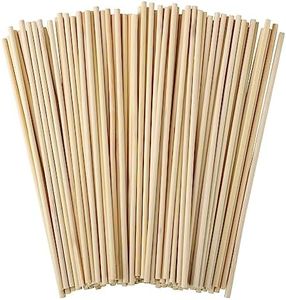 150 Pcs Dowel Rods, 1/8 x 12 Inch Wooden Dowels Craft Wood Sticks Unfinished Natural Bamboo Sticks for Flower Bouquet Crafts and DIYers