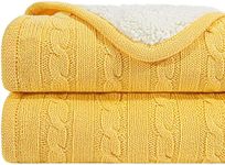 NTBAY Cotton Oversize Cable Knit Sherpa Twin Blanket for Couch (60"x 80"), Soft Warm Fleece Knitted Throw for Bed, Sofa, Chair - Extra Cozy, Machine Washable, Comfortable Home Decor, Yellow