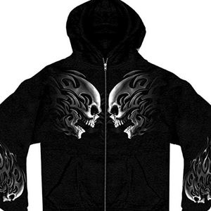 Hot Leathers Head Butt Skulls Zipper Hoodie (Black, XX-Large)