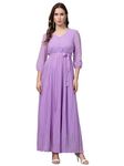 AAYU Solid Fit & Flare Maxi Dress For Women & Girl Lavender Color (36 Size)