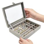 EMAGEREN Jewellery Box Jewellery Storage Women Gift Jewellery Box Jewellery Box Women Gift Jewellery Box Women Gift Idea Jewellery Organiser for Rings Earrings Bracelets Grey