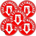 Kachy Signs - (Set of 5) Fire Extinguisher Sign | 4.5" Circle | Durable Self Adhesive 4 Mil Vinyl | Laminated | Scratch & Fade Resistant | Waterproof - Fire Safety Stickers for Building, Office,