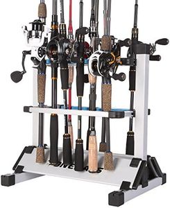One Bass Porta Canna da Pesca in Metallo e Lega di Alluminio, per Tutti i Tipi di Canna da Pesca, può Contenere Fino a 24 canne da Pesca, 12 Rods Rack-SilverBlue