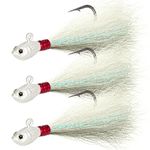 Dr.Fish 3 Pack Bucktail Jig Lure Hair Jig Saltwater Freshwater Lures Surf Fishing Chartreuse Flounder Striper Bluefish Halibut Redfish 1/4oz