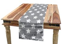 ABAKUHAUS Star Table Runner, Big Stars Pattern Monochrome Modern Baby Nursery Design Starry Night Themed, Dining Room Kitchen Rectangular Runner, 16" W By 72" L, Grey White