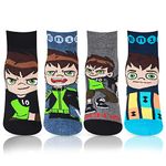 Bonjour Ben 10 Ankle-Length Kids Socks (3-5 Years) - Pack Of 4