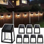 GIGALUMI Solar Wall Lights Outdoor, Dusk to Dawn 8 Pack Solar Fence Lights Warm White, Patio Decor for Garden Post Patio Porch Backyard (No Motion Detection)