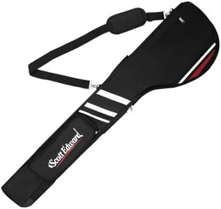 Scott Edward Foldable Golf Club Carry Bag, Portable Sunday Pencil Bag, Lightweight Waterproof Training Case, Holds 7-12 Clubs (Black White Red)