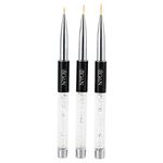 Anself 3PCS Nail Art Painting Brush 7/9/11mm Crystal Acrylic Nail Art UV Gel Painting Liner Brush Nylon Nail Art Liner Brush Pen Set Nail Art Brushes Set DIY Nail Art Tool