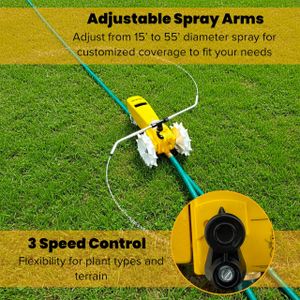 Nelson Rain Train Traveling Lawn Sprinkler – Heavy Duty, Large Area, Yellow