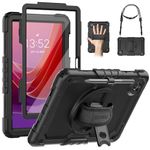 SEYMAC Case for Lenovo Tab M11 Case 2024 (TB-330FU/TB-330XU/TB-331FC), M11 Tablet Case 11 inch With 360° Rotating Stand/Hand Strap, Shoulder Strap, Screen Protector, Case for M11 2024 11 inch, Black