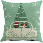 Wakeu Christmas Pillow Covers, Cushion Case with Zipper 18x18,Christmas Tree and red car Decorations (06)