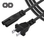 AC Power Cable 2 Prong Cord for Sony Asus Acer Toshiba Laptop Charger Samsung LG TCL LED LCD TV Monitor Mini Fridge PS3 PS4 PS5 Slim PlayStation Speaker Input Plug Replacement 18AWG 6ft [UL Listed]