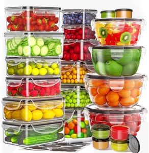 44 Pcs Food Storage Containers with Lids Airtight (22 Containers&22 Lids), Plastic Food Containers for Pantry&Kitchen Storage, BPA-Free, Leak Proof,Microwave and Dishwasher Safe, Includes Labels&Pen