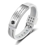 9 Inches Medical Alert Bracelets for Women Men Medical Bracelets Silicone Adjustable Sport Emergency ID Bracelets Free Engraving Personalized Medic Alert Bracelet