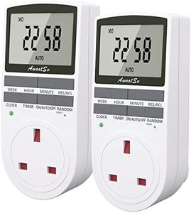 Awootsv Digital Security Timer Plug Socket Programmable Switch Timer with LCD Display 10 On-Off Repeat Cycle Timer 24 Hours/Weekly Indoor Programs Plug Timer for Lights and Home Appliances (2 Pack)