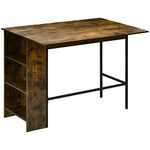 HOMCOM Extendable Bar Table with Drop Leaf, Counter Height Table, Foldable Pub Table with Adjustable Storage Shelf