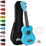 Soprano Ukulele Ukelele for Kids includes Gig Bag, Felt Pick, Spare Strings - Blue - TIGER UKE7-BL