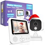 OBVHNUA Baby Monitor 720P Video 2.8 Inch VOX Mode Camera Zoom 2 Way Audio with Night Vision Feeding Alarm Temperature Sensor for Parents