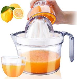 Sunhanny Citrus Juicer, Orange Lemon Manual Hand Squeezer, Anti-Slip Lid Rotation Reamer Lime Press, 17-Ounce Capacity, Clear