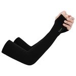 JK Home UV Protection Cooling Ice silk Arm Sleeves - UPF 50 Sun Sleeves for Men & Women for Running, Cycling, Fishing, Golf, Volleyball, Basketball, Baseball & Football Black-Mitten