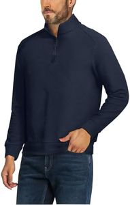Hakubeby Men's Quarter Zip Up Pullover Fleece Long Sleeve Shirts Classic Polo Knit Sweater Casual Thermal 1/4 Zip Mock Neck Pullover Goft Coat Navy Blue XX-Large