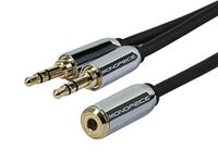 Monoprice 6-Inch 3.5mm Stereo Jack Splitter Headset for Mobile, Retail Packaging