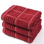 Anyi 100% Cotton Kitchen Towels, Absorbent Dish Towels with Hanging Loop, Soft Kitchen Hand Towels for Washing Drying Dishes(16x26, Set of 3, Redwhite)