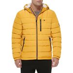 Tommy Hilfiger Men's Midweight Sherpa Lined Hooded Water Resistant Puffer Jacket Coat, Yellow Tech, L