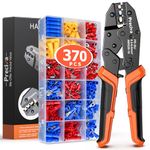 Wire Terminals Crimping Tool Kit with New Handle Design, Preciva AWG20-10 Insulated Ratcheting Crimper Tool with 370 PCS Insulated Wire Connectors