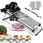 Mastertop Adjustable Mandoline Slicer, Stainless Steel Julienne Slicer with Cut Proof Gloves and Cleaning Brush, Professional Kitchen Mandoline for Vegetables, Potato, Onion, Cabbage, Fruit