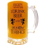 CSM Supply That's What I Do I Dr*nk & I Know Things - Large 16oz Mug - Game of Thrones Inspired - Thick Clear Glass - Giftable Foam Box Packaging