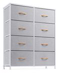 Nicehill Dresser for Bedroom with 8 Drawers, Tall Dresser Fabric Dresser for Kids Room, Closet, Nursery, Baby, Chest of Drawers Bedroom Dresser, Closet Organizer with Storage Drawers, Light Grey