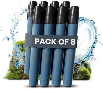 Camping Water Filtration Straw, Personal Water Filter Survival for Backup Filtration, Hiking, Travel - Emergency Portable Gear (Blue, 8 Pack)