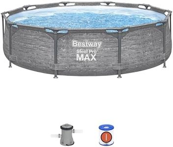 Bestway Steel Pro Max Round Steel Frame Above Ground Swimming Pool Kit with Filter Pump and Filter