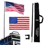 The Traveler RV Ladder Flag Pole Kit. Includes Steel RV Flagpole Mount, Fits Standard 1" RV Ladders, 11ft Fiberglass Retractable Pole, A Beautiful 3'x5' US Flag And A Storage Bag.