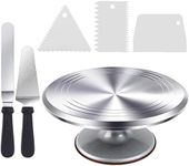 Cake Turntable, Ohuhu Aluminium 12'' Cake Decorating Kit Supplies Rotating Cake Stand Revolving Spinner Table Baking Kits with 2 Icing Spatula 3 Comb Icing Smoother Professional Lazy Susan Decor Gift