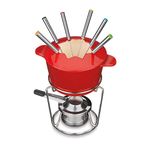 Cuisinart FP-115RS 13-Piece Cast Iron Fondue Set, Red