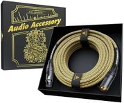 Gold Series Star Quad XLR Cables 25ft, Neutrik Connectors, 19AWG OFC Microphone Cable, Kevlar-Reinforced Nylon Braided Handmade Mic Cable, 100% Coverage OFC Braided Shielding and Al-Foil Shielding