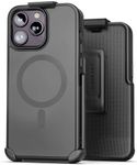 Encased SlimShield for iPhone 15 Belt Clip Case with Phone Holster (Compatible with MagSafe) Matte Black (iPhone 15 Pro)