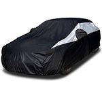 Titan Jet Black Poly 210T Car Cover for Large Sedans 515-538 cm. Waterproof, UV Protection, Scratch Resistant, Driver-Side Zippered Opening. Fits Avalon, XTS, 6-8 and More.