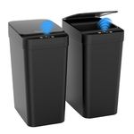 Kssvzz 2 Pack Small Motion Sensor Bathroom Bins with Lid, 10L Smart Waste Paper Basket, Slim Automatic Toilet Rubbish Bin, Touchless Trash Can for Bedroom, Office, Living Room (Black)